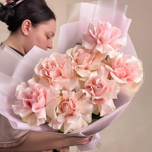Pink French roses 7 pieces