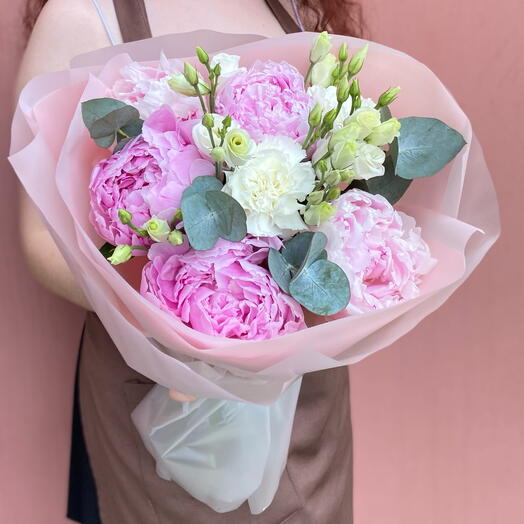 Пионы Сара Бернар 🌸 эустома, диантусы🤗🎀