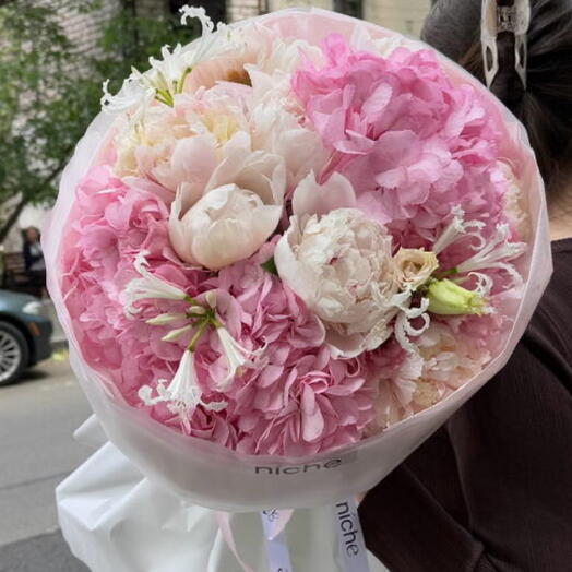 Hydrangea, nerine, peonies