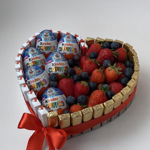 «Наслаждение» 🍓 🫐 🍫 Сладкий подарок с отборными Ягодами и Киндер | Клубника в шоколаде