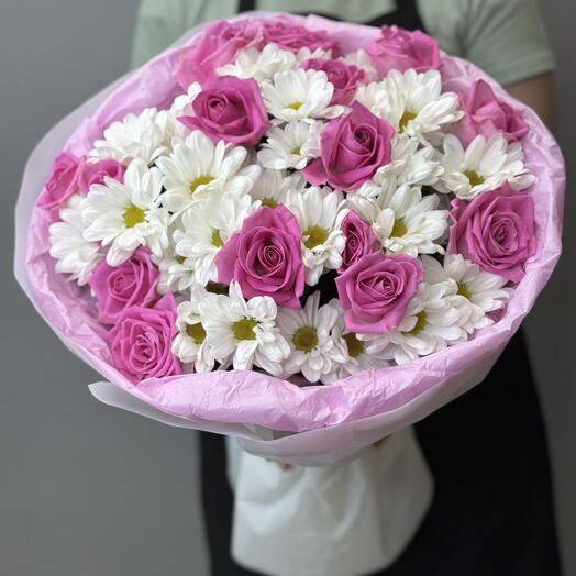Букет летний с ромашкой и Розой🌸