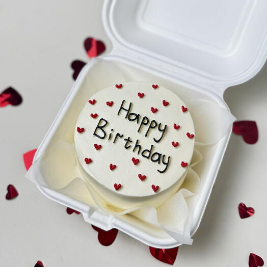 Бенто торт happy birthday с сердечками