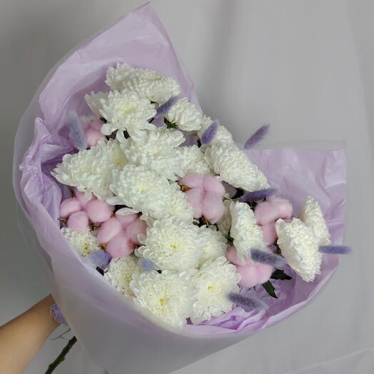 🌸Букет "PERVOЦВЕТ" из кустовых хризантем и сухоцветов