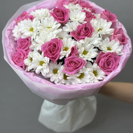 Букет сочный с хризантемой и розой🌸
