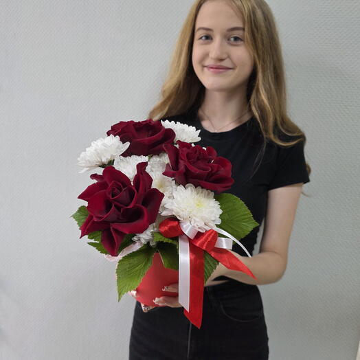 Композиция с красной розой
