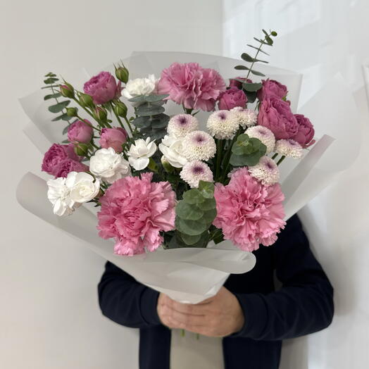 Романтичный букет в розово-белых тонах🌸
