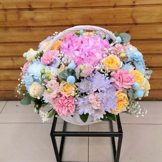 🌼🌼🌼Корзина из летней коллекции из пионовидной розы,хризантемы ,гортензии