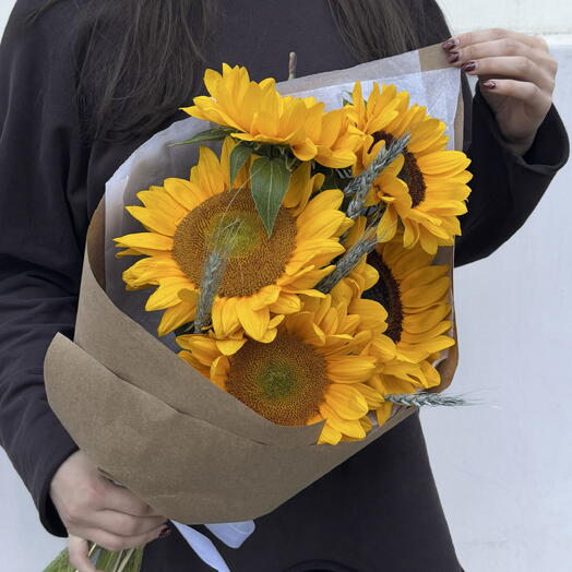 Летний букет гигант из подсолнухов🌻