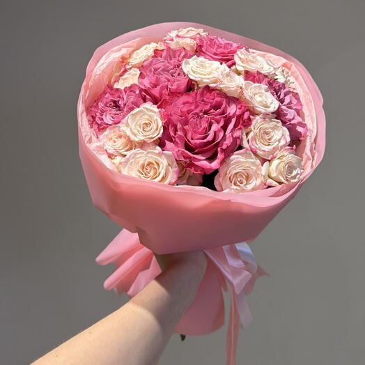 Букет розы Кантри блюз и кустовых роз 💕🌸🍬💐