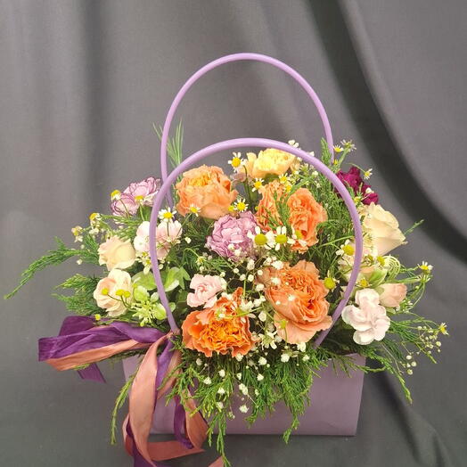 Сиреневая сумка с рыжими розами 💐