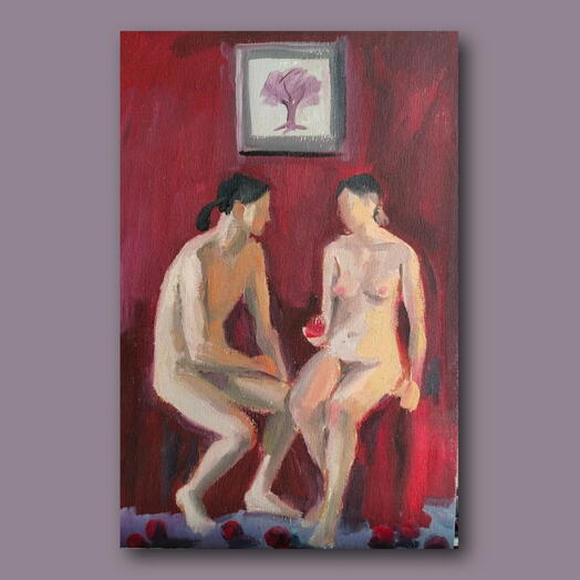 Картина маслом на холсте 20*30 см "Адам и Ева"