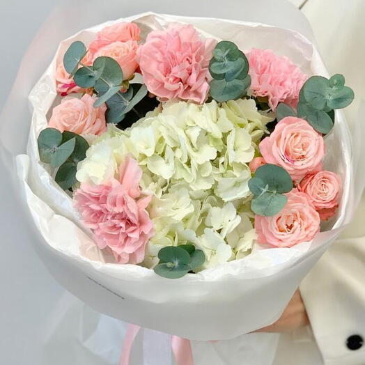 Flores ramo Delicado Hortensia arbusto rosa 001