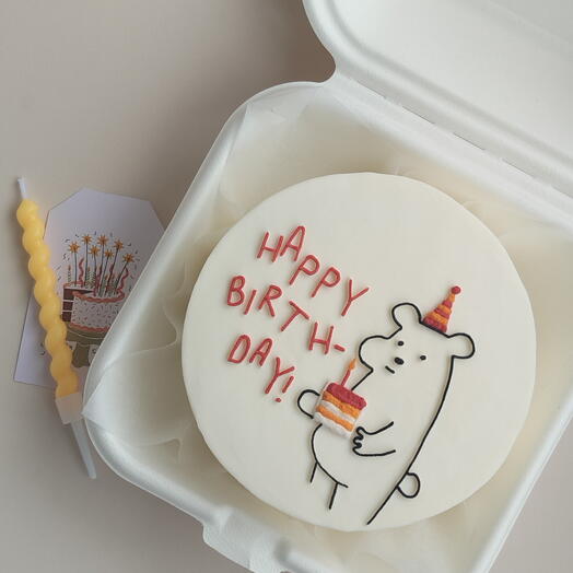 Бенто-торт на день рождения "Happy birthday" с медведем