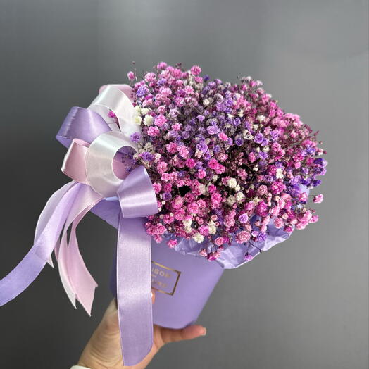 Лукошко с розовой и фиолетовой гипсофилой🌸