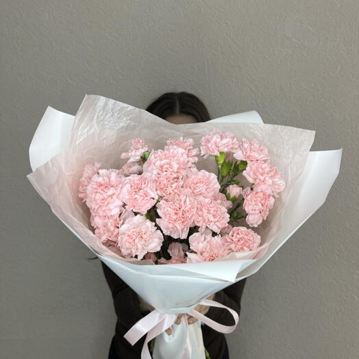 Изящный букет из 15 кустовых диантусов 💕