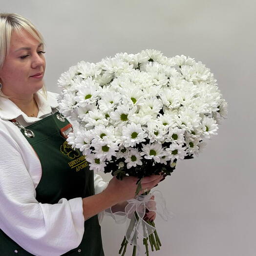 237 Ромашковые кустовые хризантемы 15 шт. под ленту