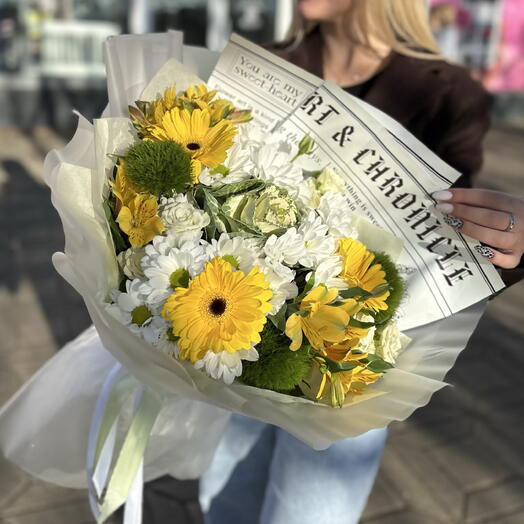Букет с солнечными герберами 💛