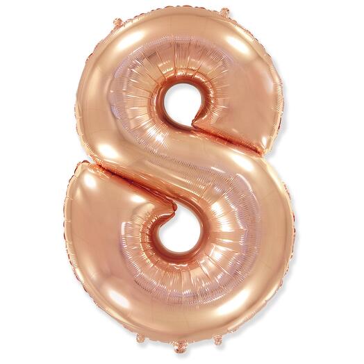 Цифра 8 Розовое золото огромная фольгированная 102см шарик