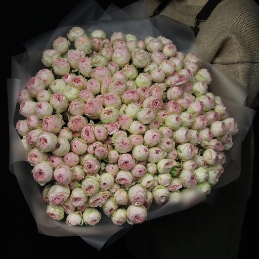 Mono bouquet 117 из 51 кустовой пионовидной розы сорта Mansfield Park