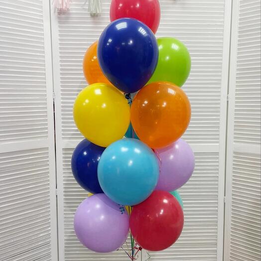Bundle of 15 balls mix 14-inch (35 cm) with helium and processing