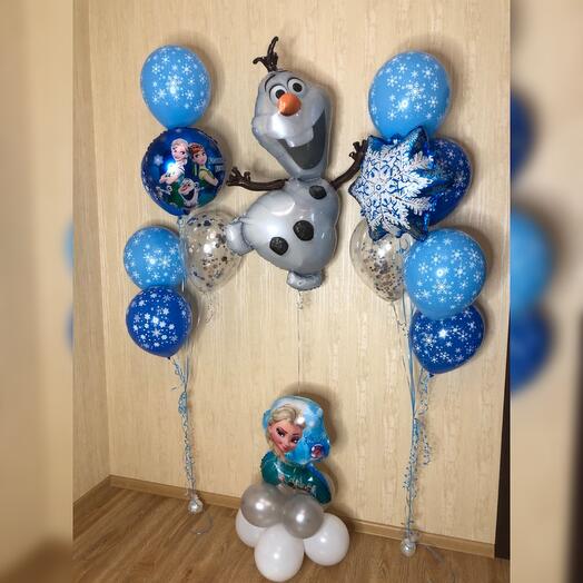 Composition of balloons Frozen cold heart Elsa and Olaf 21 pieces