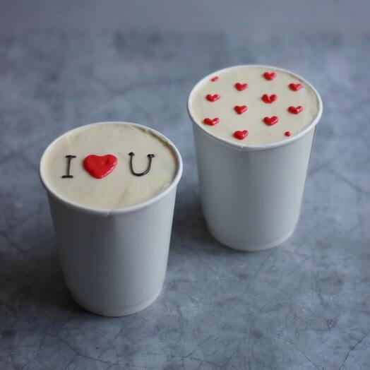 Pastel de Bento en un vaso de "Te amo"