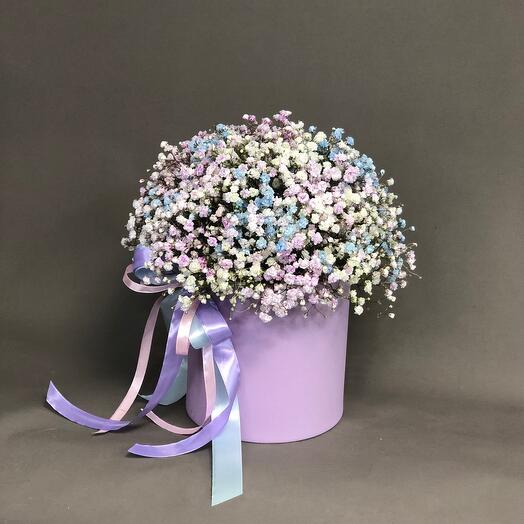 Caja de sombreros con gypsophila Tamaño M