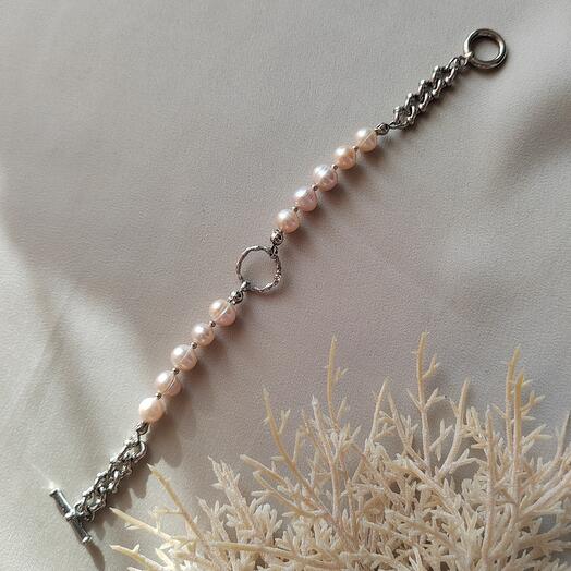 Браслет из культивированного розового жемчуга
