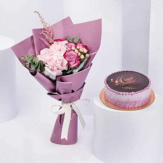 Purple Collection Ramadan Flowers and Cake