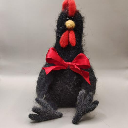 Валяная игрушка «Курочка с бантиком»