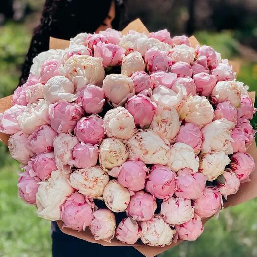 Букет из 101 пиона ассорти