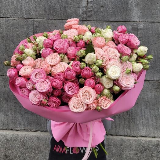 Кустовые пионовидные розы микс