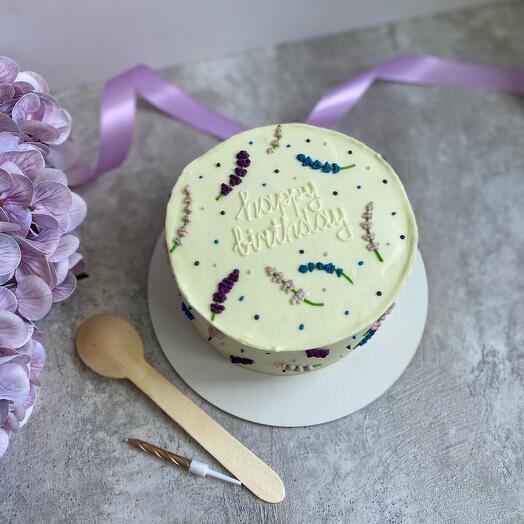 Бенто торт М с лавандой «happy birthday»