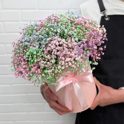 Цветы радужная гипсофила в коробке Flowerstorg N951