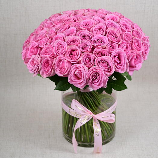 101 Pink Roses Vase