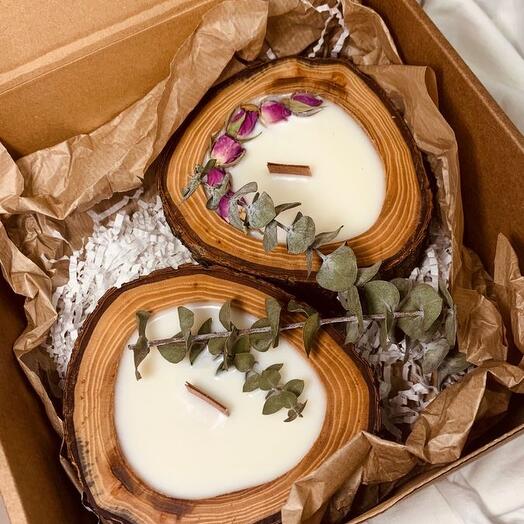 Vela perfumada de madera en Caja de regalo