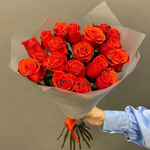 Букет из 19 алых роз PREMIUM 50 см