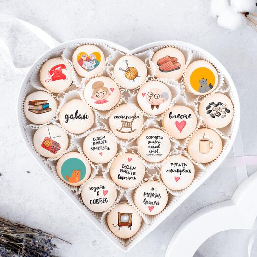Conjunto de macarons envejecemos juntos
