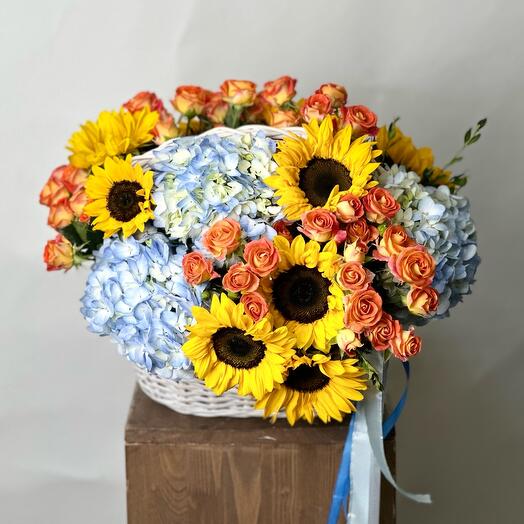 Cesta de girasoles