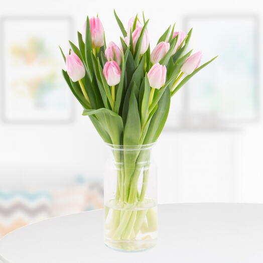 The Cuddle Of Pink Tulips