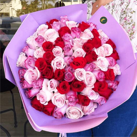 Bouquet of Red, Pink and Purple Roses