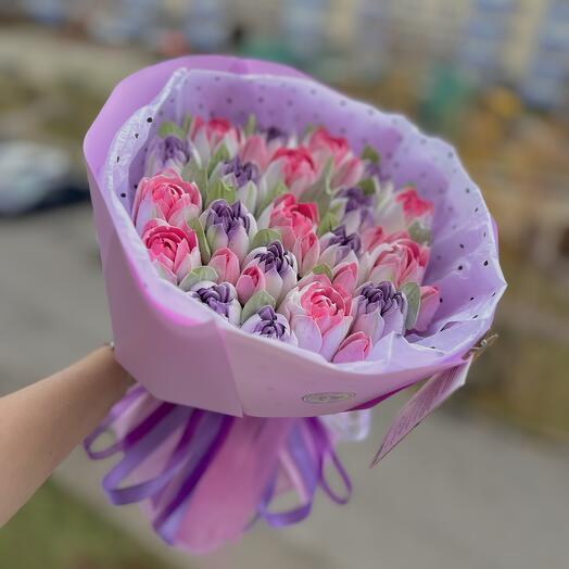 Зефир - букет из зефирных цветов (диаметр букета 28 см)