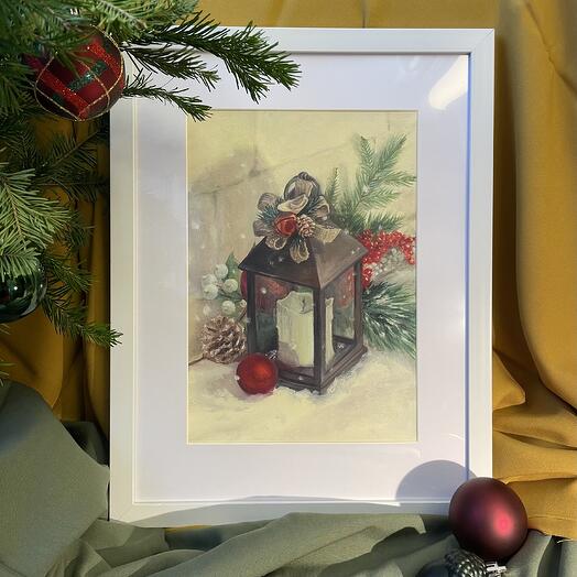 Картина маслом «Новогодний натюрморт»