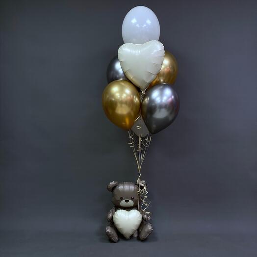 Balls gold chrome with teddy bear