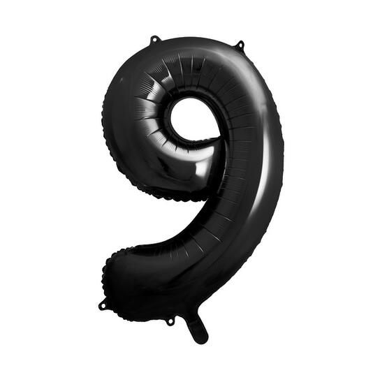 Czarny foliowy balon w kształcie cyfry 9