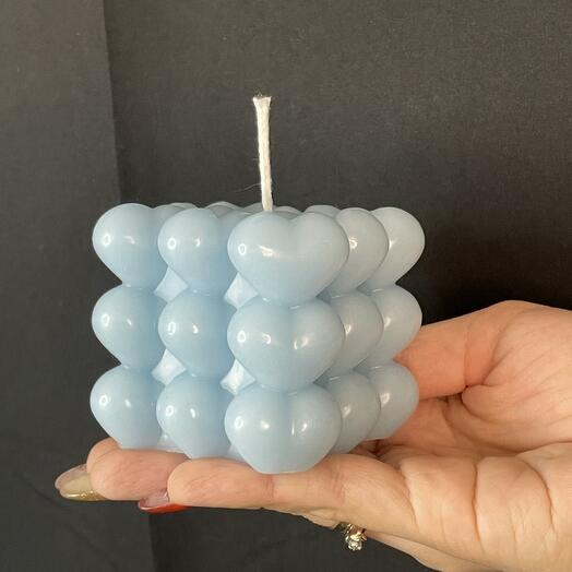 Свеча ручной работы сердце куб