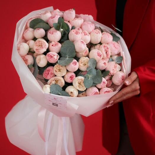 Duo bouquet with peony type spray rose Mansfield