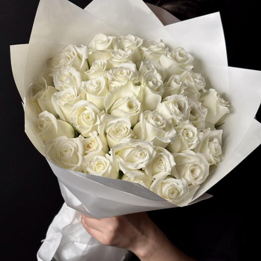 Premium white roses bouquet