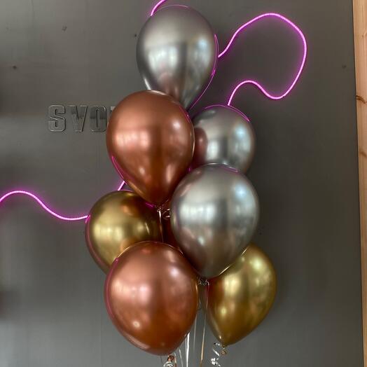 Фонтан из 9 шаров золото, серебро и розовое золото🎈