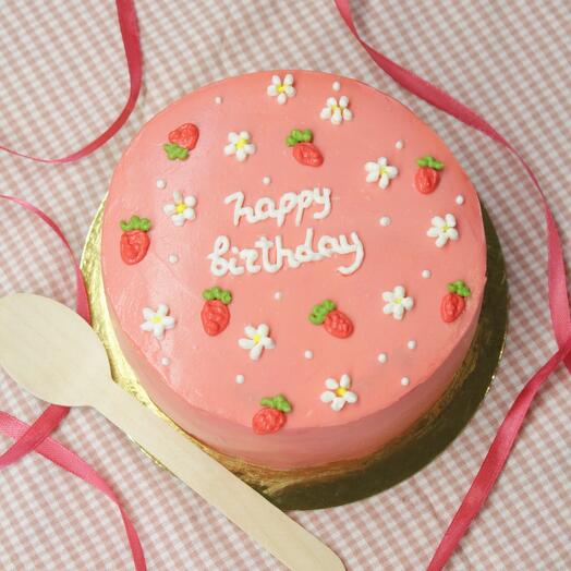 Тортик "Happy Birthday" с милым цветочным дизайном, 700 г